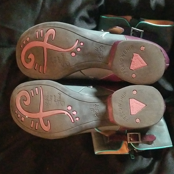 JOHN Fluevog FELLOWSHIPS EMMA LEATHER GUM BOOT Purple/ teal sz. 8.5 - Picture 7 of 16